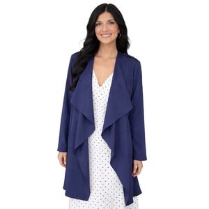 Umgee USA Draped Waterfall Cardigan Navy Open Front Boho Size Small